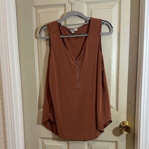 Green Envelope Rust Sleeveless Blouse with Zipper
